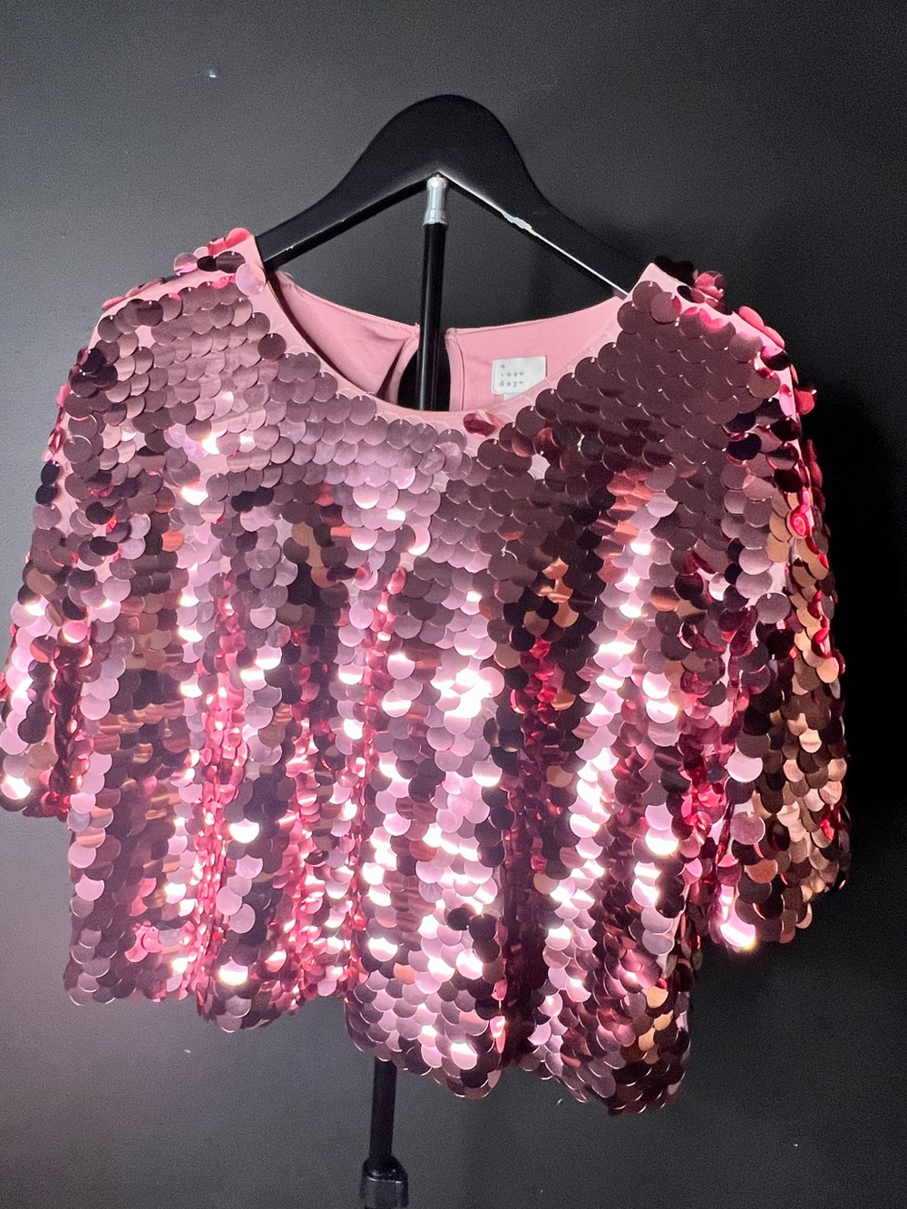 a new day Rose Pink Sequin Crop Top